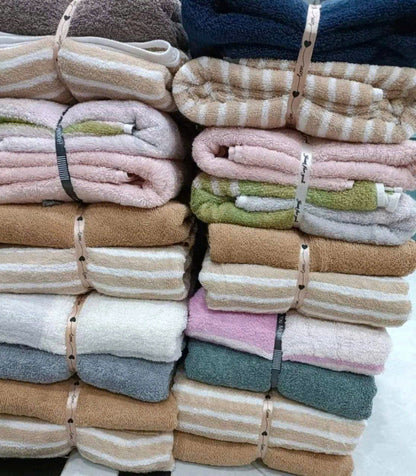 Set 2 khăn tắm xuất dư MJ hoa kẻ lẫn