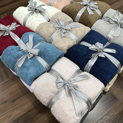 Set 2 khăn xuất dư trơn MJ dầy 550g