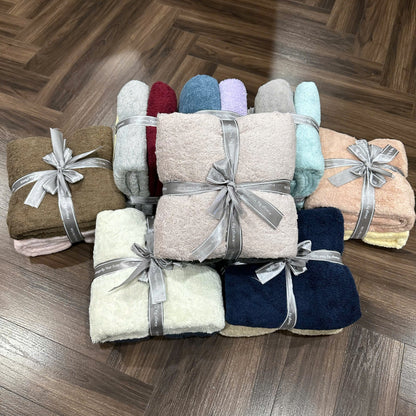 Set 2 khăn xuất dư trơn MJ dầy 550g